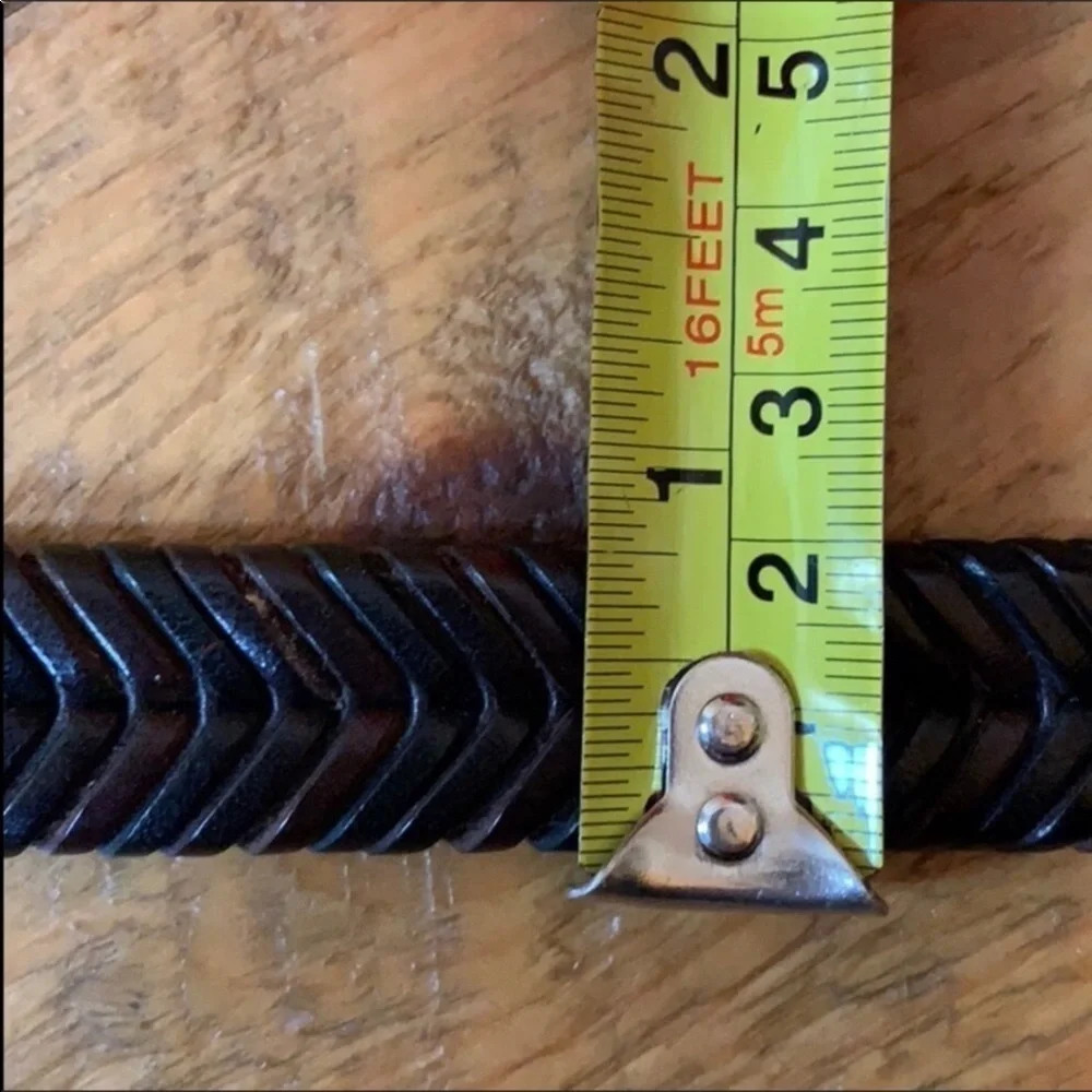 Brighton embossed & braided brown leather belt Medium